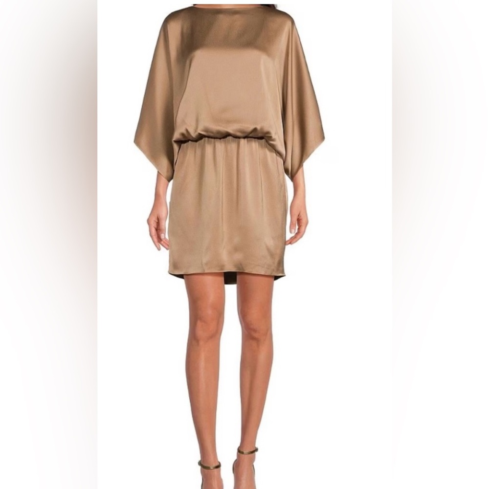 Trina Turk Hammered Satin Dress NWT - tan hue - size S